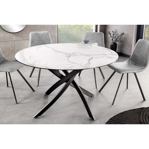 Ronde tafel wit keramiek 120 cm