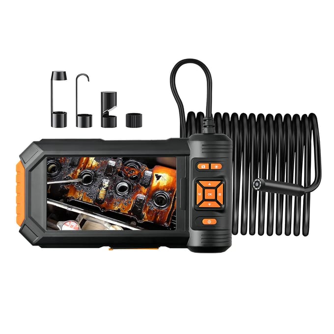 Endoscoop Camera met Licht, HD 1080P Borescope met 5'' LCD Scherm 8 Verstelbare LED Lampen oranje