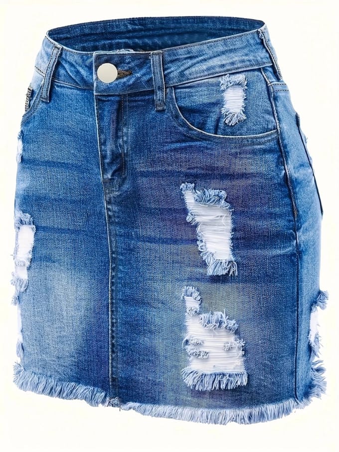 Livano Spijkerrok - Rok - Jeansrok Dames - Denim - Spijkerjurk - S