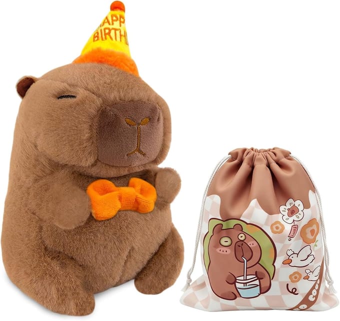 Capybara Knuffeldier - Pluche Dier - Kinderkamer Decoratie - Met Rugzakje - 25 cm - Bruin