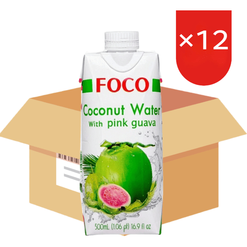 FOCO Kokoswater, met roze guave 500 ml * 12 (doos)