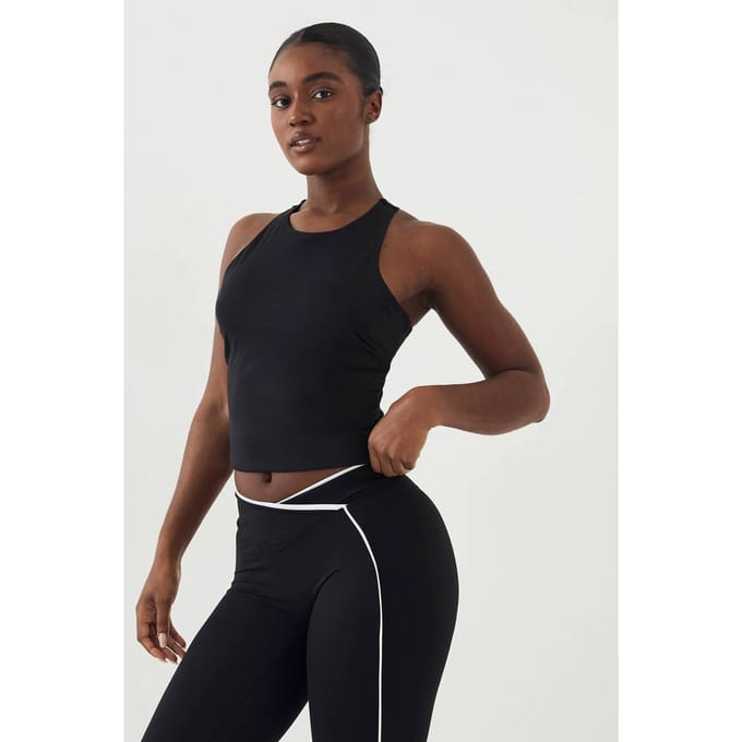 Dames DSGN Studio Ultra Sculpt Racerback Gevoerde Vest Top | Zwart | Maat: XL
