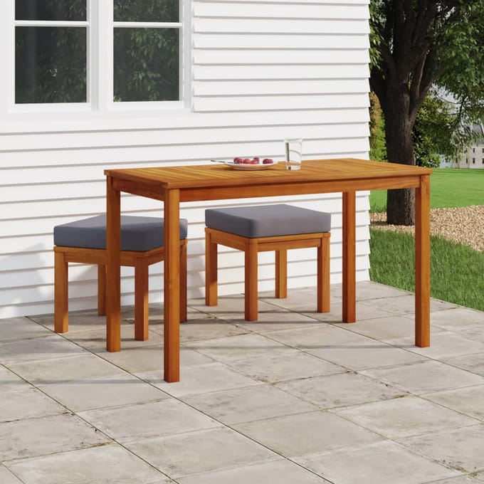 vidaXL - 3-delige - Tuinset - met - kussens - massief - acaciahout