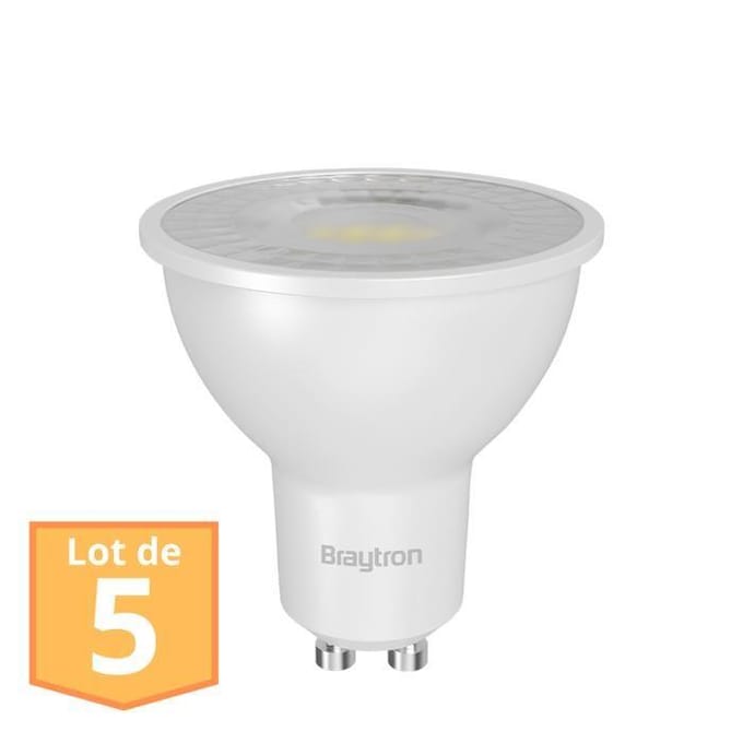 Set van 5 LED-lampen GU10 Braytron 6.5W 3000K 630 Lumen