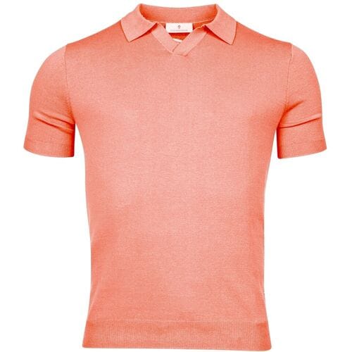 Thomas Maine Pullover Polo Single Knit Coral / male