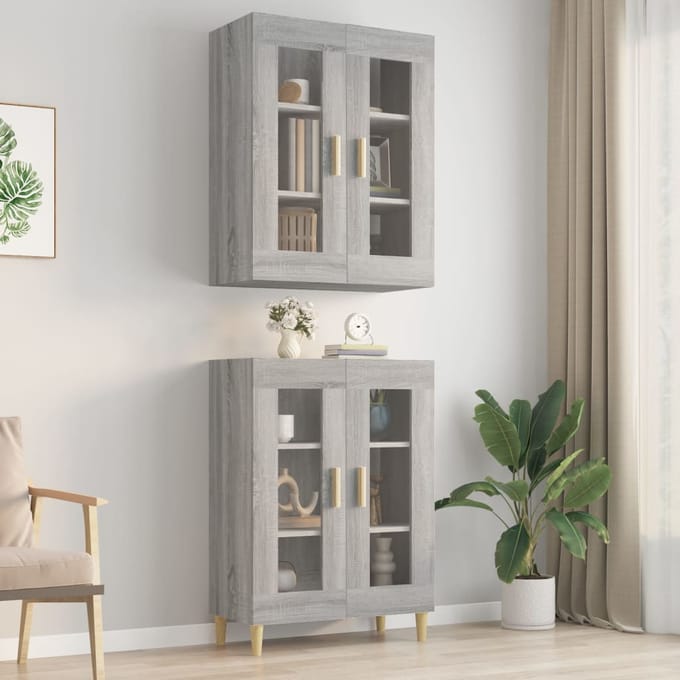 vidaXL - Bovenkast - 69,5x34x90 - cm - grijs - sonoma - eikenkleurig
