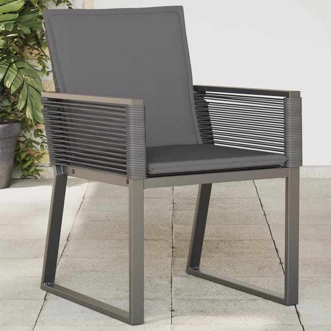 vidaXL - Tuinstoelen - 2 - st - met - kussens - poly - rattan - zwart