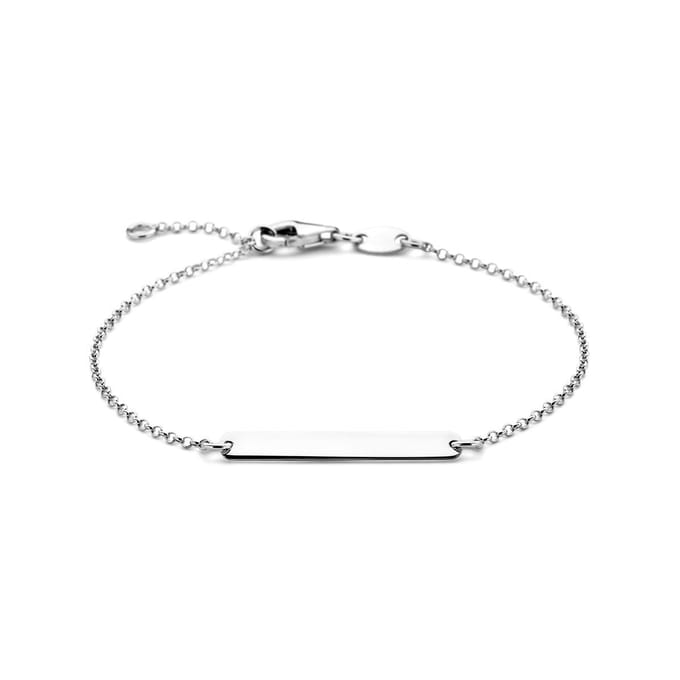 Zilver Gerhodineerd Graveerarmband Plaat 3,5 Mm 14 - 16 Cm 1338743