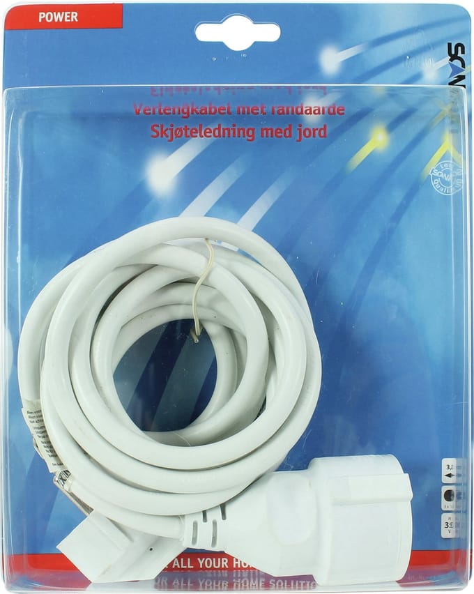 Scanpart verlengsnoer 3 meter - Verlengkabel - Met randaarde