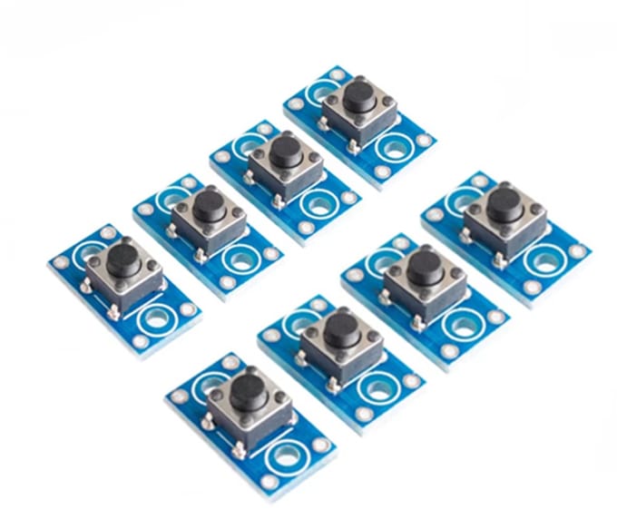 Drukknop Key Module 6x6x5mm op PCB 16x9mm Mini Tact Switch 8-stuks