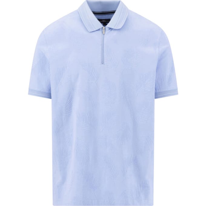 Fynch-Hatton Polo Jacquard Subtle Leaves Zip Collar New Breeze / male