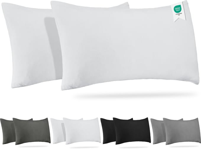Barbons kussensloop 50x80 set van 2 - Jersey 165 g/m² kussenhoes - 100% Katoen - wit