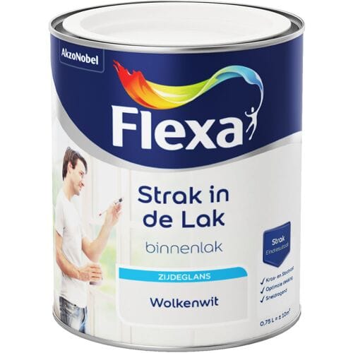 Flexa - Strak In De Lak Binnenlak Zijdeglans - Wolkenwit - 750 Ml