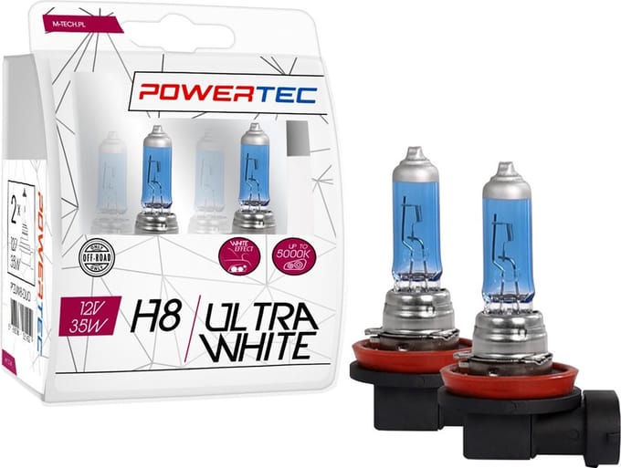 Powertec H8 12V 35W Halogeenlampen – UltraWhite – Set van 2