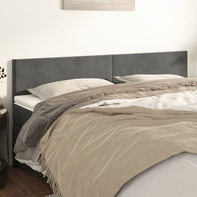 vidaXL - Hoofdborden - 180x5x78/88 - cm - fluweel - donkergrijs