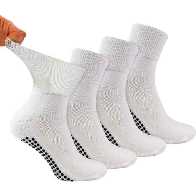 4-Pack Korte Bamboe Diabetessokken met Grips voor Heren en Dames