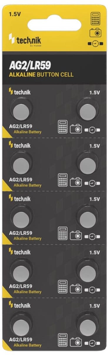 Technik Knoopcel Batterijen AG2 / LR59 / 196 / 396 - 1.5V - Alkaline - Blister van 10 stuks