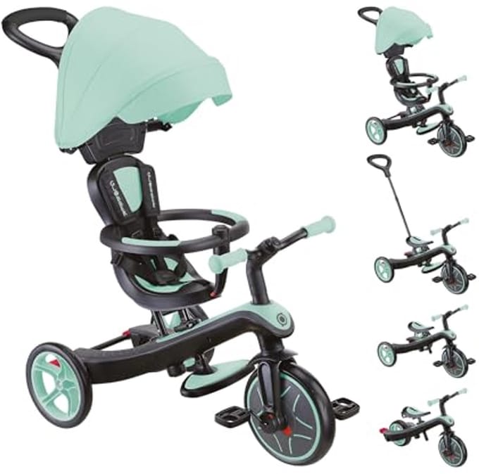 4-in-1 Driewieler en Loopfiets voor Peuters - Mintgroen