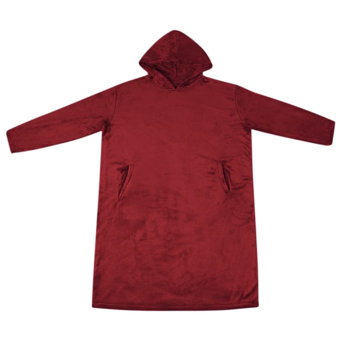 vidaXL Deken hoodie Bordeaux Rood M Flanel