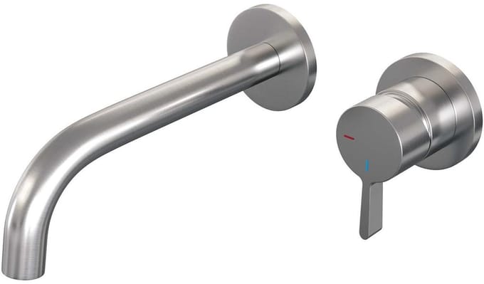 Brauer Brushed Edition Inbouw Wastafelmengkraan met Gebogen Uitloop en Rozetten Model E1 RVS Geborsteld PVD