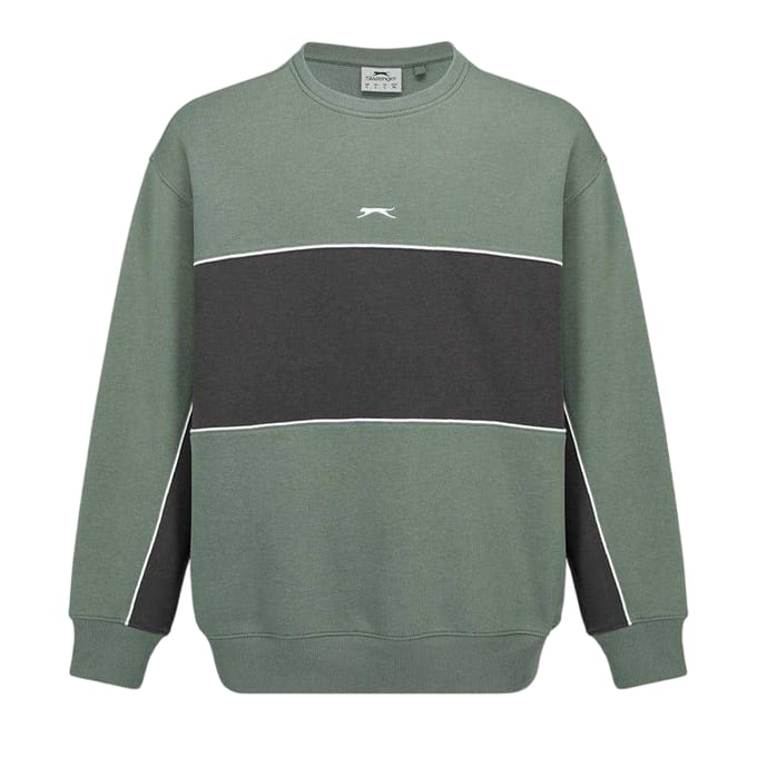 Slazenger Heren Fleece Sweatshirt met ronde hals (Laurier/Grijs)