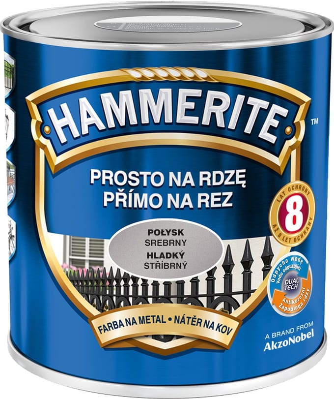 Hammerite Direct roest glad Glad 2,5l, Zilver