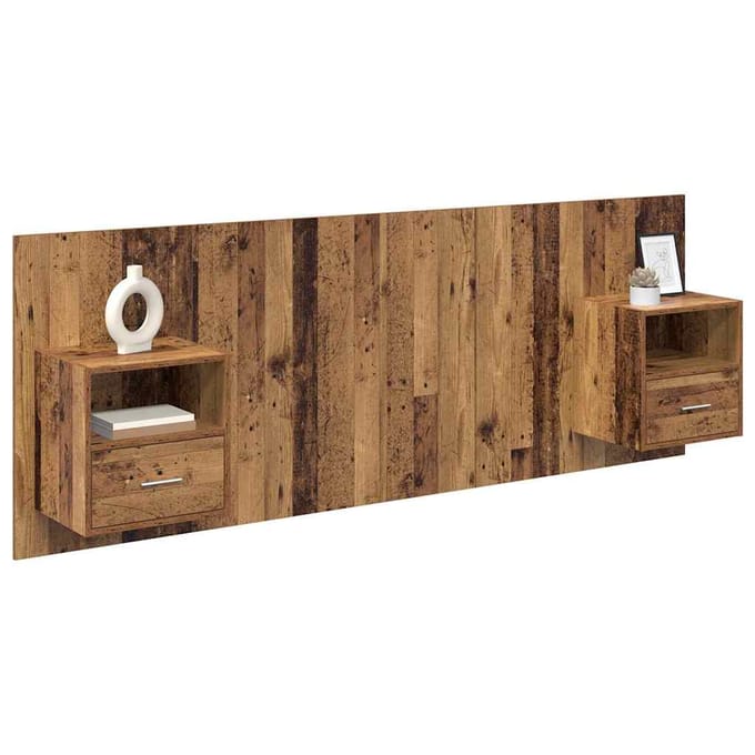 vidaXL - Hoofdeinde - Met - Kast - 3 - st - Oud - Hout - Bewerkt - hout