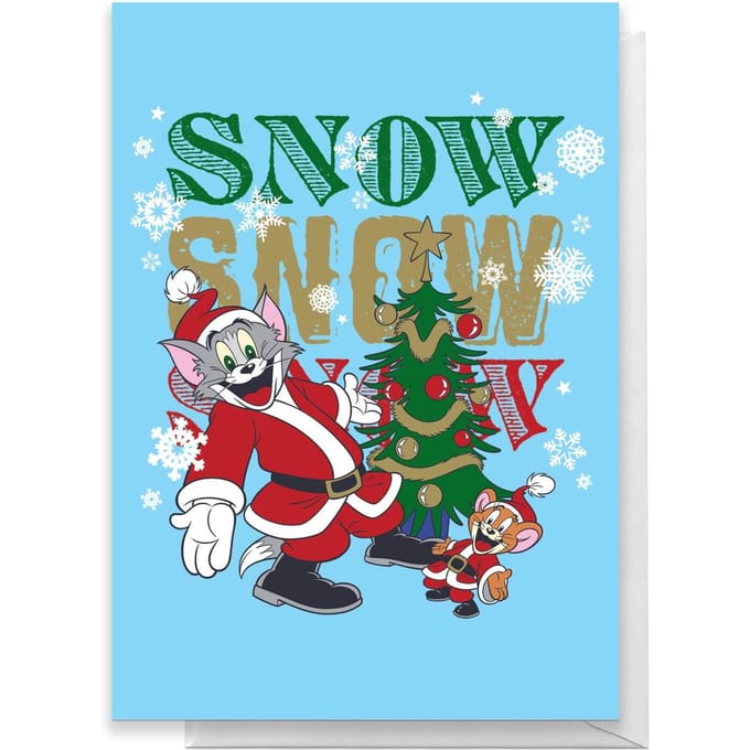 Tom And Jerry Snow Snow Snow Greetings Card - Large Card