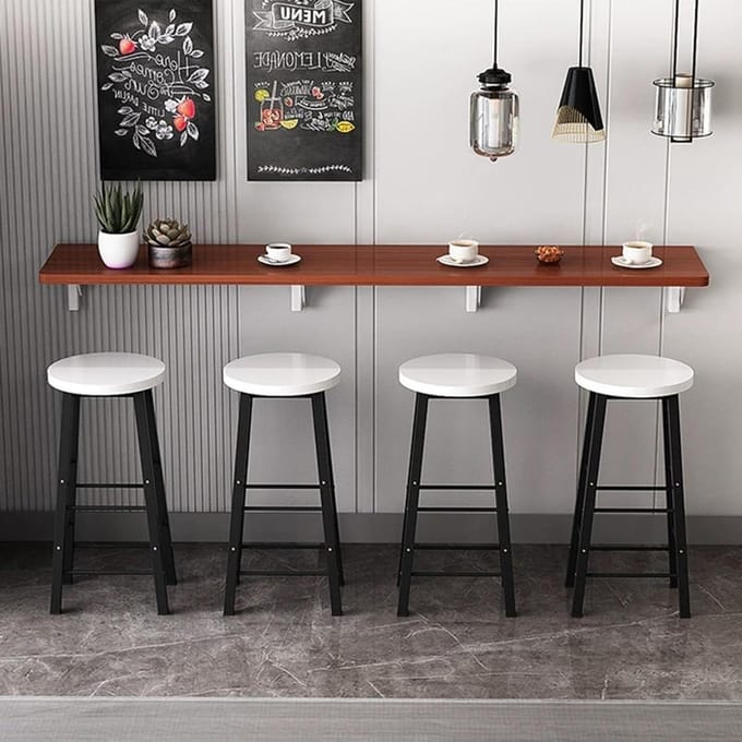 Opvouwbare Wandtafel - Klapbureau - Ruimte Besparen - Slank Ontwerp - 120x40cm - Teak