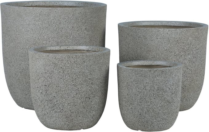PTMD Delsey Beige GRC Structure Pot Set Of 4