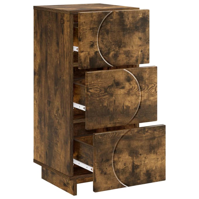 vidaXL - Dressoir - Gerookt - eiken - 33.5 - x - 34.5 - x - 75 - cm - Bewerkt - hout