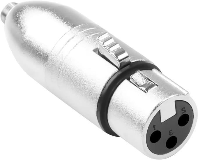 XLR naar TRS Adapter - Microfoon Converter - Audio Signaal Overdracht - Vergrendelbare Aansluiting - 35 mm - Zilver