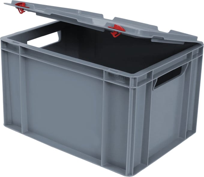 Alpac Stapelbak met deksel - Opbergbak - 400 x 300 x 255 mm - 22L - Grijs