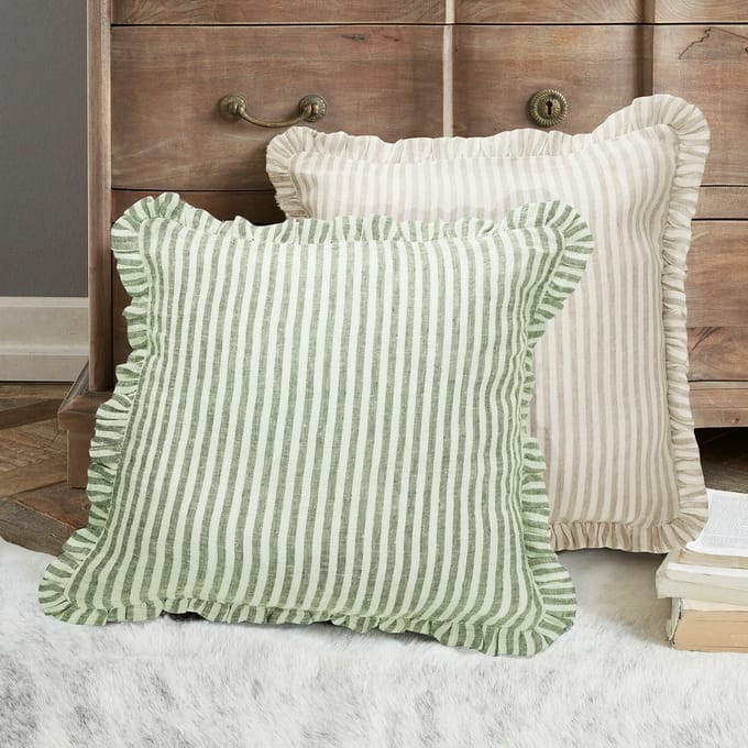 LOBERON Kussenhoes set van 2 Brenda groen/beige