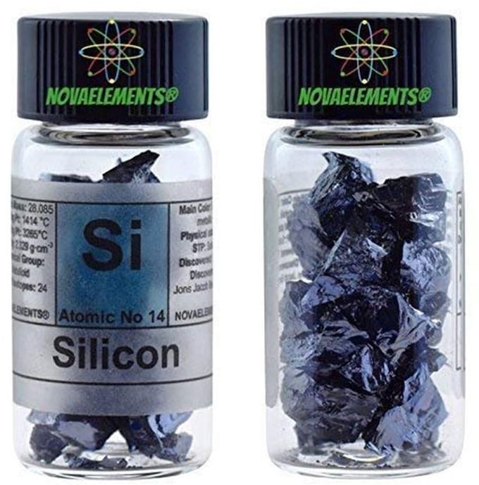 Silicium 14 Si Kristallen 5 Gram 99,99% in Glasampoule
