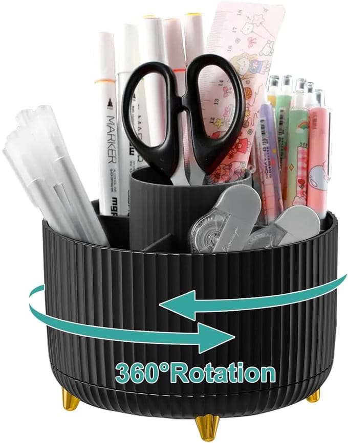 360 graden draaibare bureau-organizer - ruimtebesparend - zwart