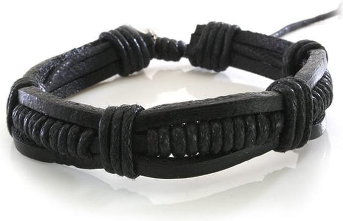 Zwarte leren armband met schuifknoop