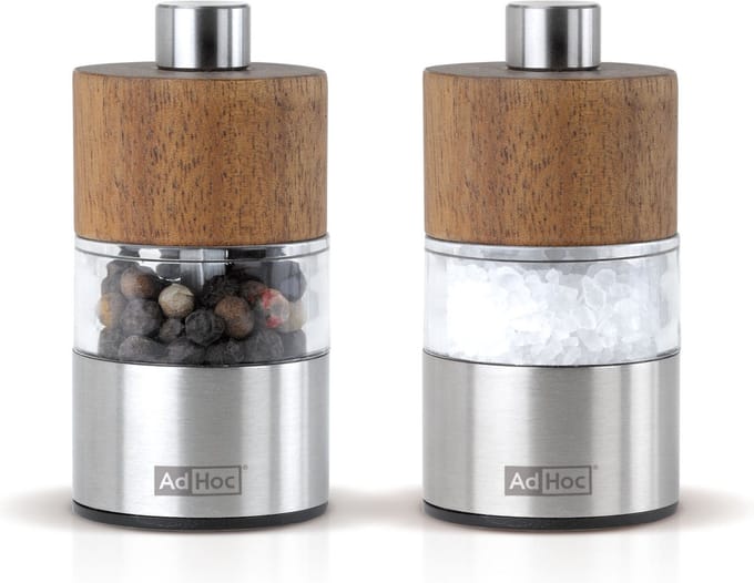 AdHoc Acia Mini Peper en Zoutmolen - Hout - 6,2 cm - 2 stuks