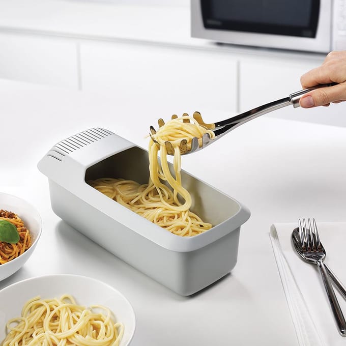 Cuiseur à pâtes micro-ondes avec passoire, résistant à la chaleur, cuiseur à spaghettis brown
