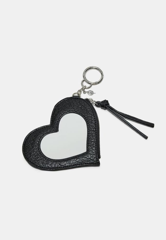 Stradivarius Hartvormige portemonnee-charm met spiegel  Zwart OS