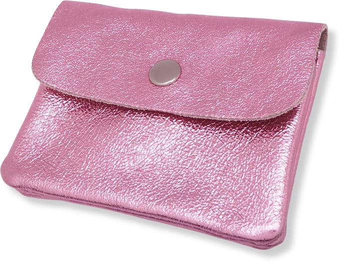 Bijoutheek Portemonnee Leer Italiaans Metallic Licht Roze