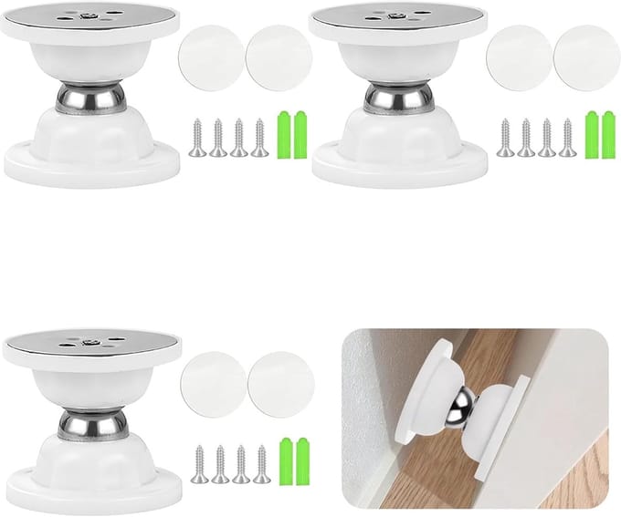 Magneet Deurvanger - Deurstopper Set - Camper Deuren Open - Geen Boren Installatie - 3 Stuks - Wit