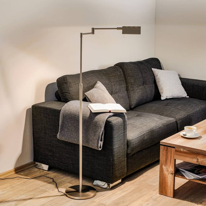 Knapstein Danuta verstelbare LED vloerlamp, mat nikkel