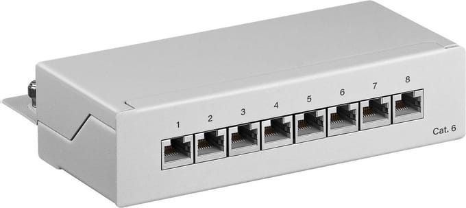 CAT6 Gigabit Desktop Patch Panel 1U met 8 poorten - afgeschermd / grijs