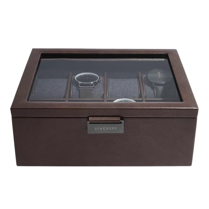 STACKERS BROWN - Luxe Horloge Doos - Opbergdoos - 8 horloges - Heren
