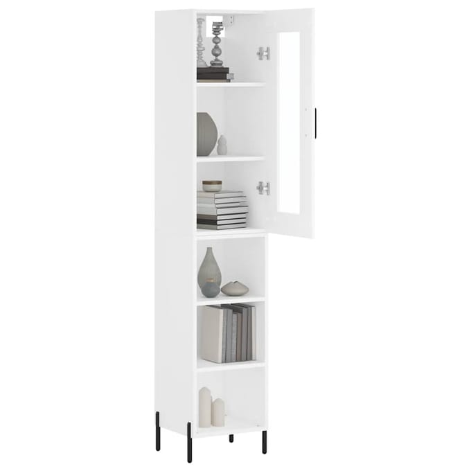 vidaXL - Hoge - kast - 34,5x34x180 - cm - bewerkt - hout - wit
