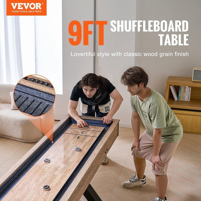 Table de shuffleboard 9 pieds Ensemble de jeu combiné 2 en 1 Shuffleboard et Bowling