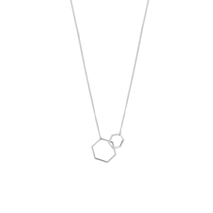 Zilver Plated Ketting met dubbele Hexagon