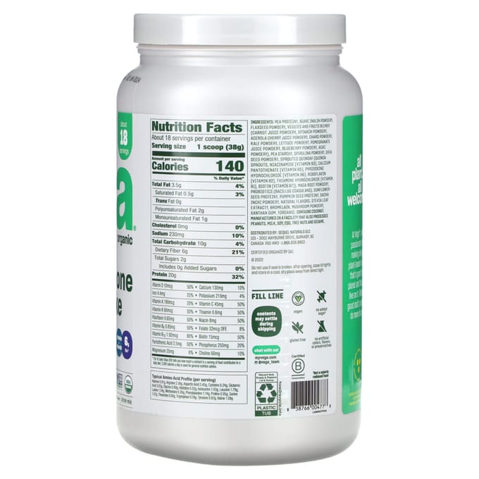 Plantaardige Alles-in-één Shake, Kokos Amandel, 687G (1lb 8.3oz)