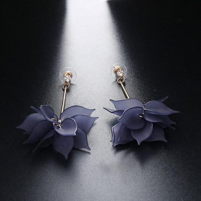 1 Paire de Boucles d'Oreilles Pendantes en Forme de Pétale, Accessoires de Boucles d'Oreilles Mode pour le Quotidien bleu